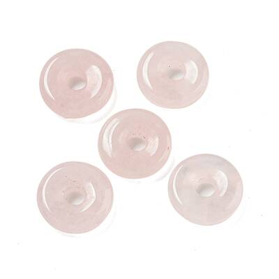 Natural Rose Quartz Donut/Pi Disc Charms