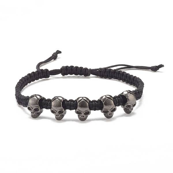 Skull Alloy Braided Bead Bracelet