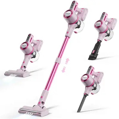 Cordless Vacuum Cleaner - IMOOY Pink/Black&White Vacuum for Home with 80000 RPM High, 8-in-1 Lightweight Stick Vacuum, Rechar...