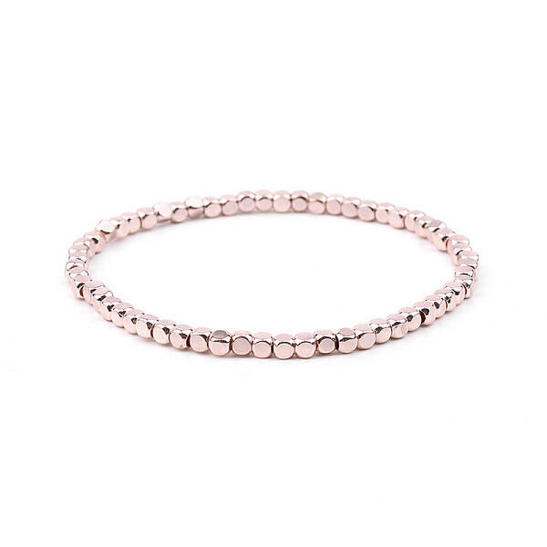 Gold-tone Miyuki Elastic Crystal Beaded Bracelet with Acrylic Tube Beads