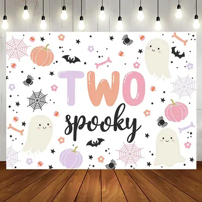 Two Spooky Little Boo Halloween Birthday Backdrop