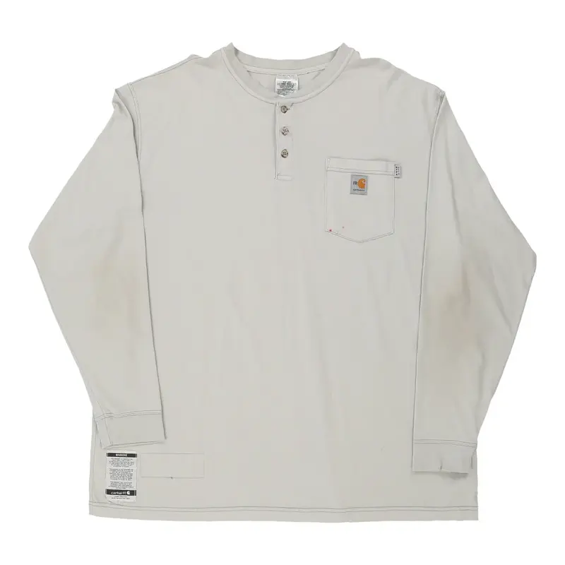 Carhartt Long Sleeve T-Shirt - 2XL Grey Cotton