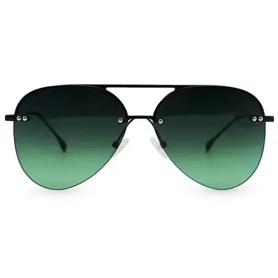 Smaller Megan 2 - Dark Green Metal Aviator Sunglasses | Color: Black - Green | Size: REGULAR