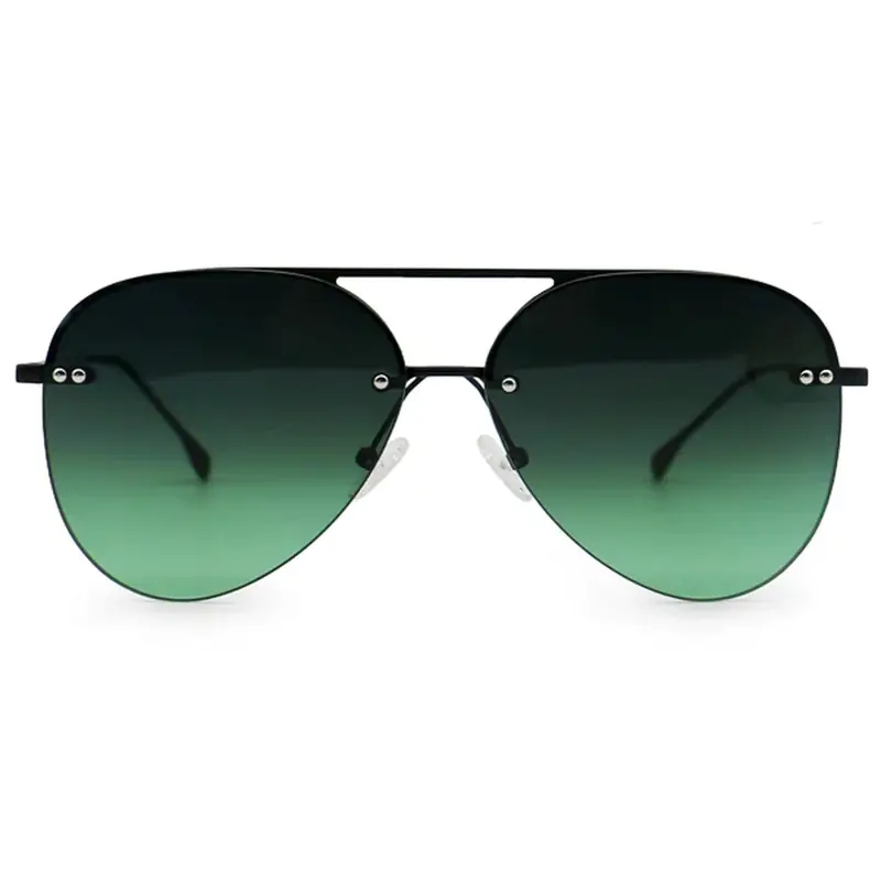 Smaller Megan 2 - Dark Green Metal Aviator Sunglasses | Color: Black - Green | Size: REGULAR