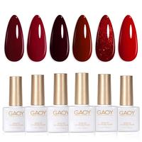 GAOY Burgundy Red Gel Nail Polish Set for Christmas Nails 6 Colors Including Dark Red Cherry Wine Red Gel Polish Kit U V LED ...