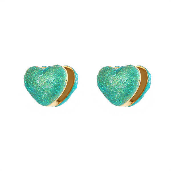 Heart Shape Golden 304 Stainless Steel Hoop Earrings
