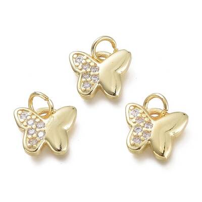 Brass Micro Pave Clear Cubic Zirconia Pendants