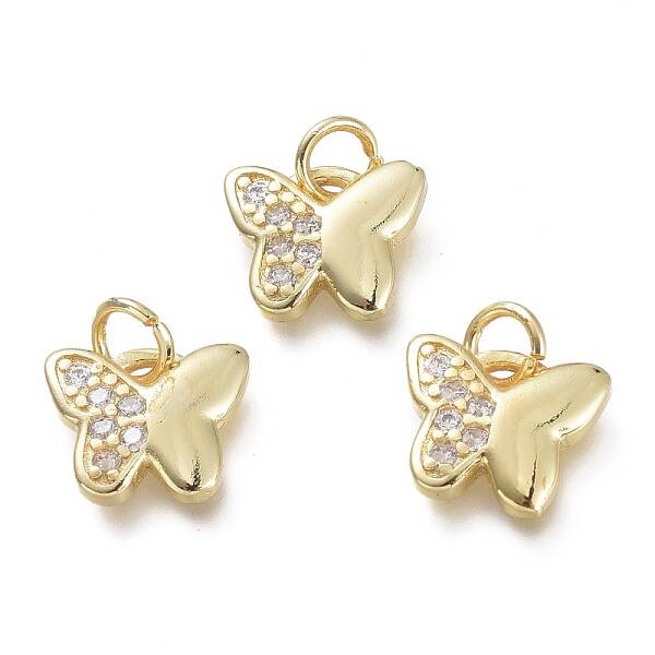 Brass Micro Pave Clear Cubic Zirconia Pendants