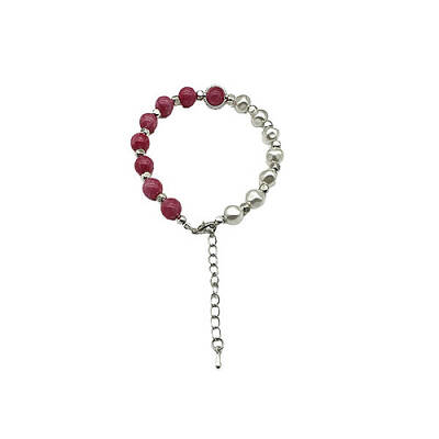 Dyed Natural White Chalcedony Round Beaded Bracelet