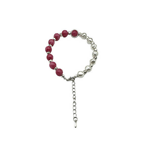 Dyed Natural White Chalcedony Round Beaded Bracelet