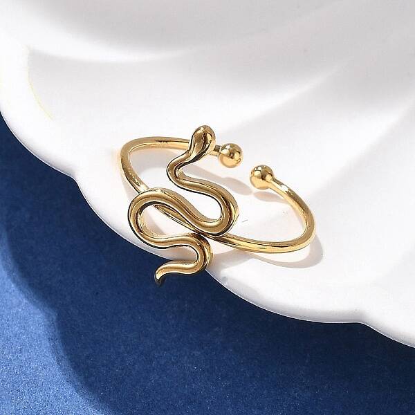 Snake 304 Stainless Steel Open Cuff Ring for Women