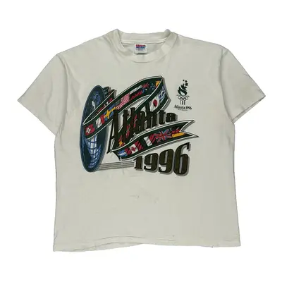 Atlanta 1996 Olympics Hanes Graphic T-Shirt - XL White Cotton