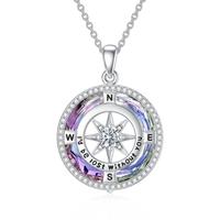 TOUPOP I'd be Lost without You Compass Necklace for Women with Created Crystal 925 Sterling Silver Compass Jewelry Anniversar...