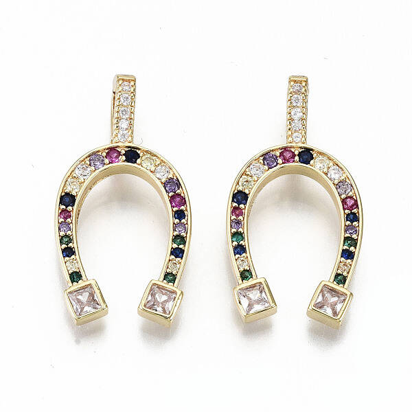 Brass Micro Pave Colorful Cubic Zirconia Pendants