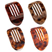 Solid Color Hair Clip, 4pcs Oval Acrylic Hair Clips Set for Women, No Trace Flat Large Hair Clip, Elegant Minimalist Frosted ...