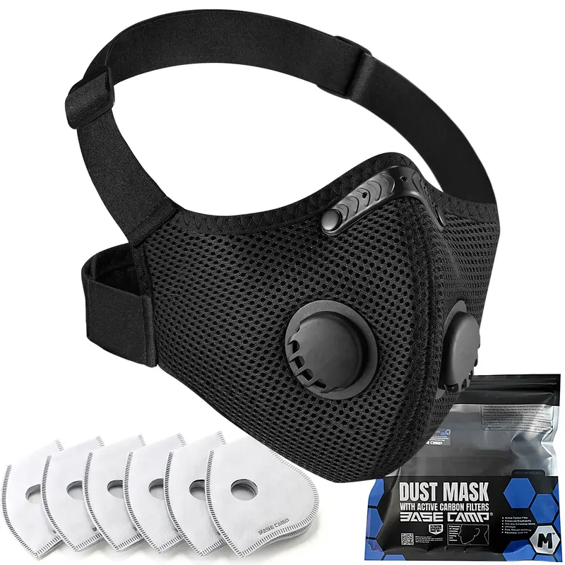 BASE CAMP M PRO Dust Mask, All day Comfortable Reusable Respirator Mask, L-shaped Head Strap Design, Safety Work Mask for Woo...