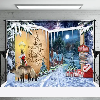 Aperturee Wild Field Signpost Story Book Christmas Backdrop - Aperturee