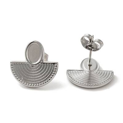 Ion Plating(IP) 304 Stainless Steel Half Round Stud Earrings
