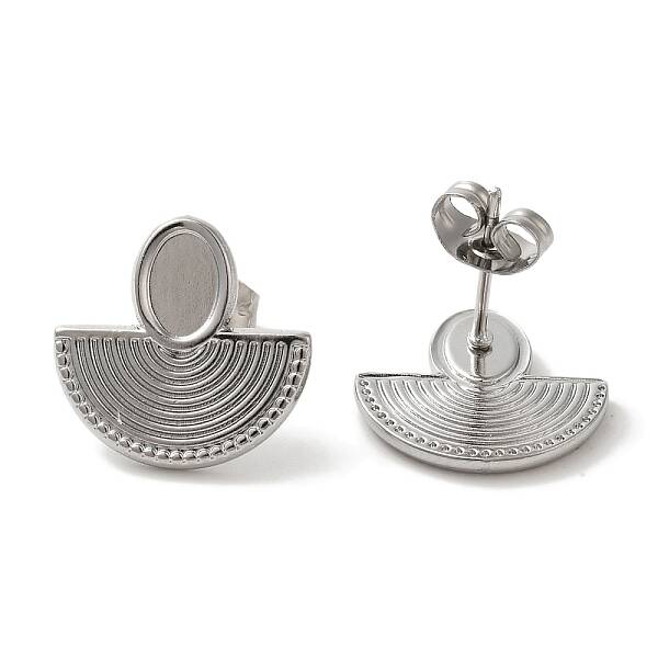 Ion Plating(IP) 304 Stainless Steel Half Round Stud Earrings
