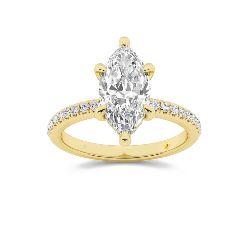 Aurelia Half Coverage Hidden Halo Marquise Lab Grown Diamond Engagement Ring | 10K Yellow Gold 2 7/8 CT. TW.