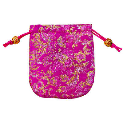 Chinese Style Flower Pattern Satin Jewelry Packing Pouches