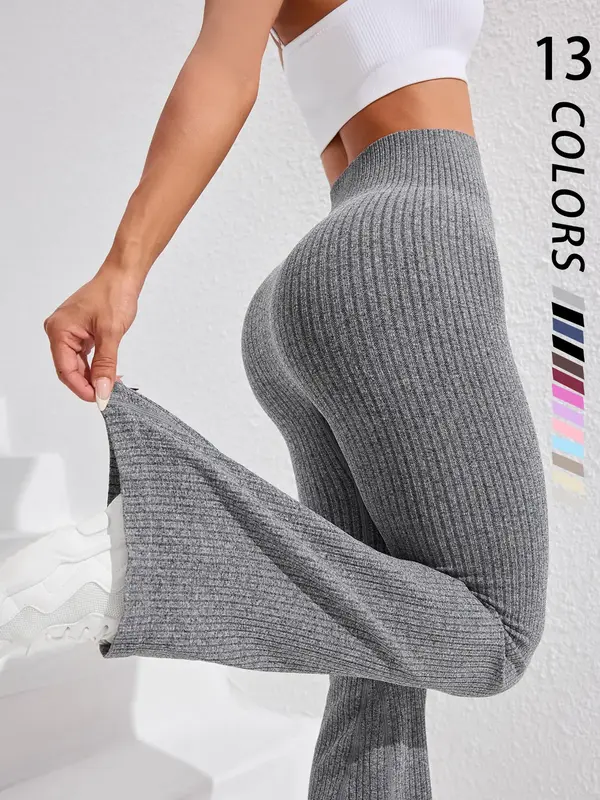 Women's Solid High Waist Sports Leggings, Casual Comfy Breathable Skinny Pants for Yoga Gym Workout Running, Ladies Sportswea...
