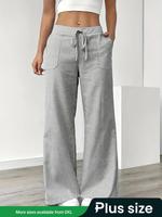 【Plus Size】 Striped Print Tie Waist Pants, Elegant Fashion Casual Trousers for Daily Outdoor Wear, Women Plus Clothing fo...