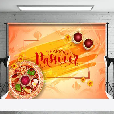 Orange Gourmet Food Tea Happy Passover Backdrop - Aperturee
