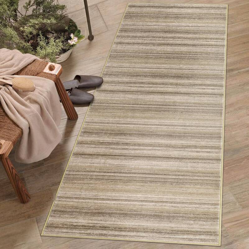 Garvee 2x6 Washable Runner Rug for Hallway Kitchen - Modern Striped, Non-Skid, Stain-Resistant, Low Pile Soft Polyester with ...