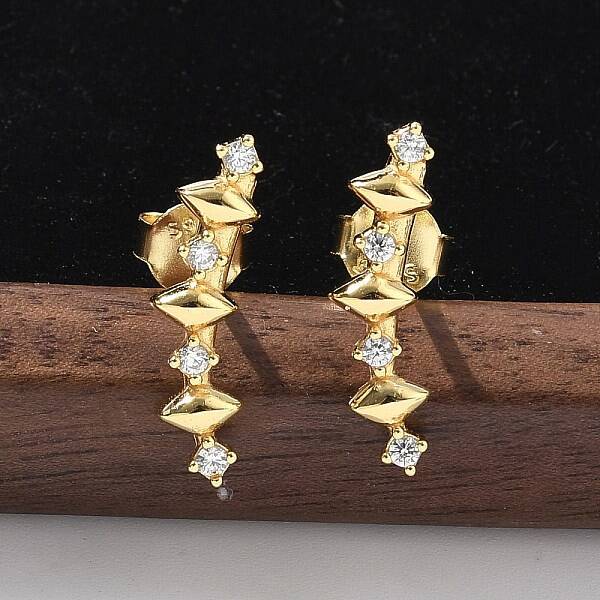 925 Sterling Silver Clear Cubic Zirconia Stud Earrings