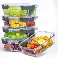 AISOON 5 Pack (36oz) Glass Meal Prep Containers with Upgraded Snap Locking Lids Glass Food Storage Containers, Microwave, Ove...