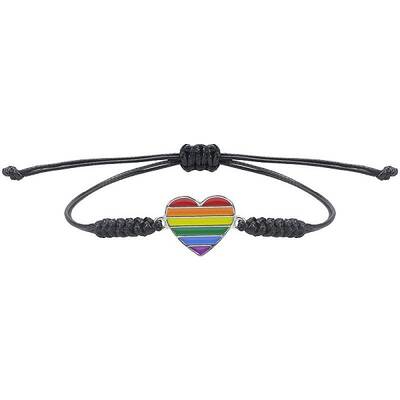 Rainbow Heart Alloy Enamel Handmade Braided Cord Bracelets