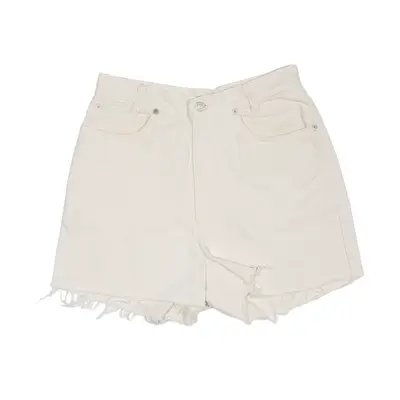 SKOOZI Raw Hem Denim Shorts White Regular Womens XS W26