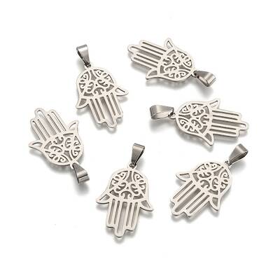 Non-Tarnish Hamsa Hand/Hand of Fatima/Hand of Miriam 304 Stainless Steel Pendants
