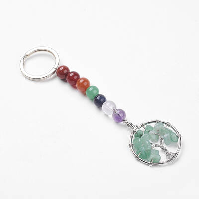Gemstone and Natural Green Aventurine Chakra Keychain