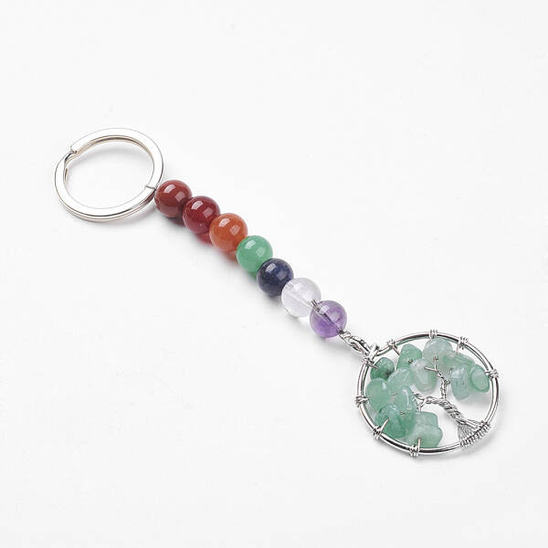 Gemstone and Natural Green Aventurine Chakra Keychain