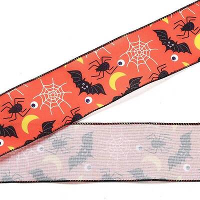 5 Yards Halloween Printed Polyester Wired Ribbon