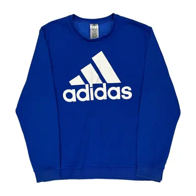 Adidas Spellout Sweatshirt - XL Blue Cotton Blend