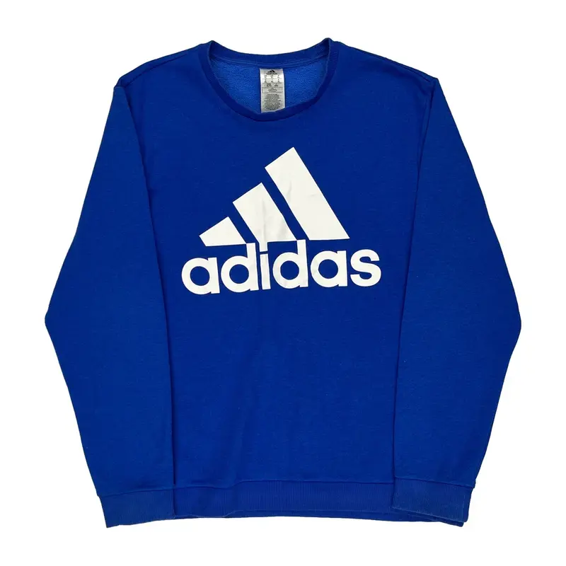 Adidas Spellout Sweatshirt - XL Blue Cotton Blend