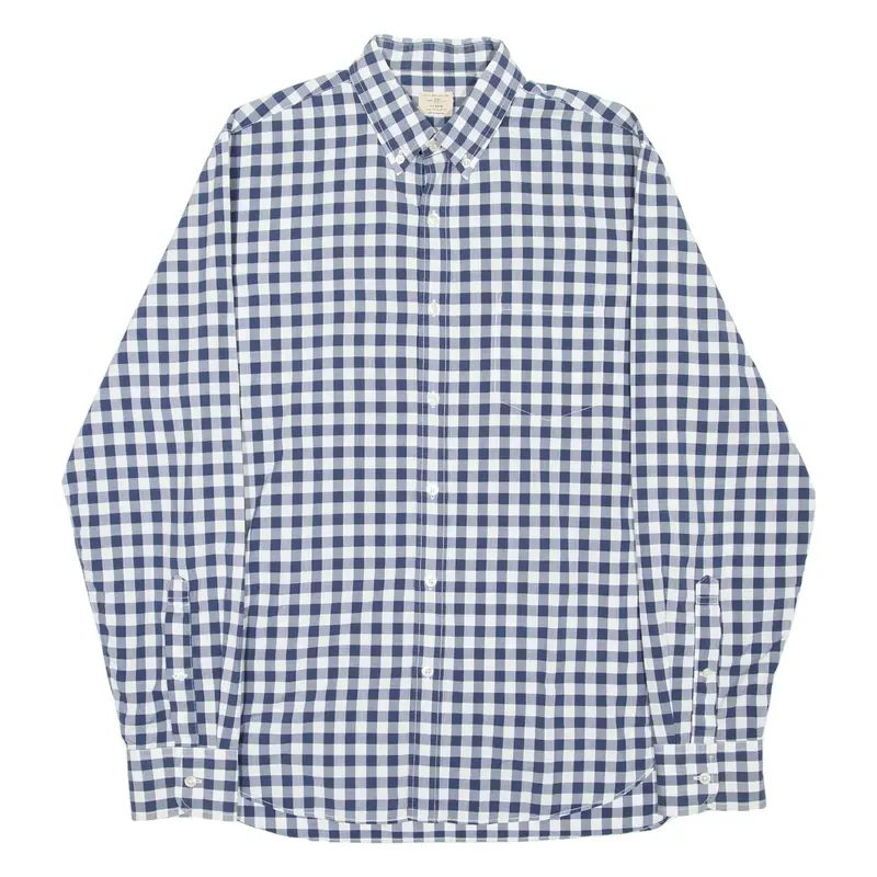 J.CREW Mens Shirt Blue Gingham Long Sleeve M