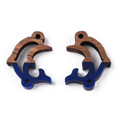 Opaque Resin & Walnut Wood Connector Charms