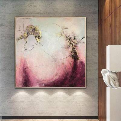 Abstract Acrylic Paintings On Canvas Gold Leaf Painting Blush Original Large Art Unique Abstract Artwork Wall Artwork | SOMEW...