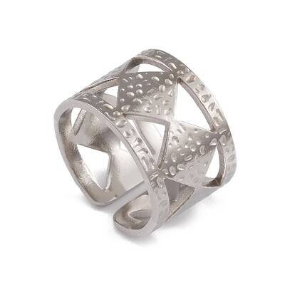 Non-Tarnish 304 Stainless Steel Rhombus Open Cuff Rings for Women