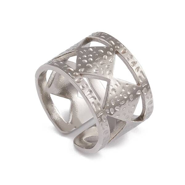 Non-Tarnish 304 Stainless Steel Rhombus Open Cuff Rings for Women