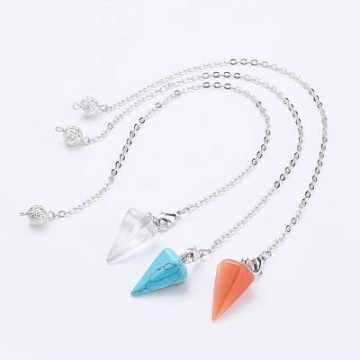 Natural & Synthetic Mixed Stone Hexagonal Pointed Dowsing Pendulums