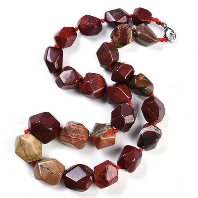 Natural Red Rainbow Jasper Nuggets Beaded Necklaces for Women Men