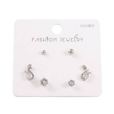 6 Pcs Brass Mirco Pave Clear Cubic Zirconia Ear Studs