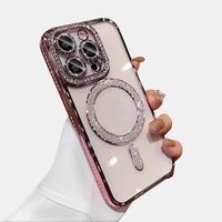 Luxury Diamond Magnetic Shockproof iPhone Case, Magsafe & Wireless Charging Compatible, for iPhone 11/12/13/14/15/16 ProMax/P...