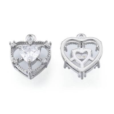 Brass Micro Pave Clear Cubic Zirconia Charms