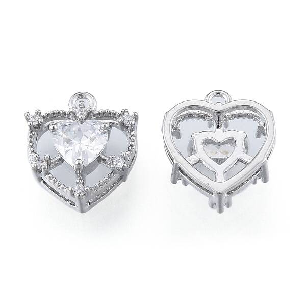 Brass Micro Pave Clear Cubic Zirconia Charms